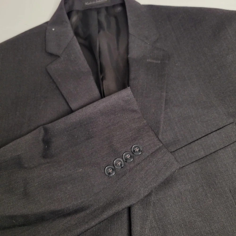 Calvin Klein Blazer Mens 44L Charcoal Grey 100% Wool 2-Button Sport Coat